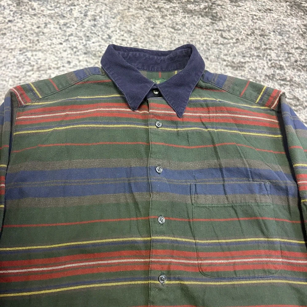 Vintage J. Crew Shirt Button Down Horizontal Striped Mens Large Casual Preppy